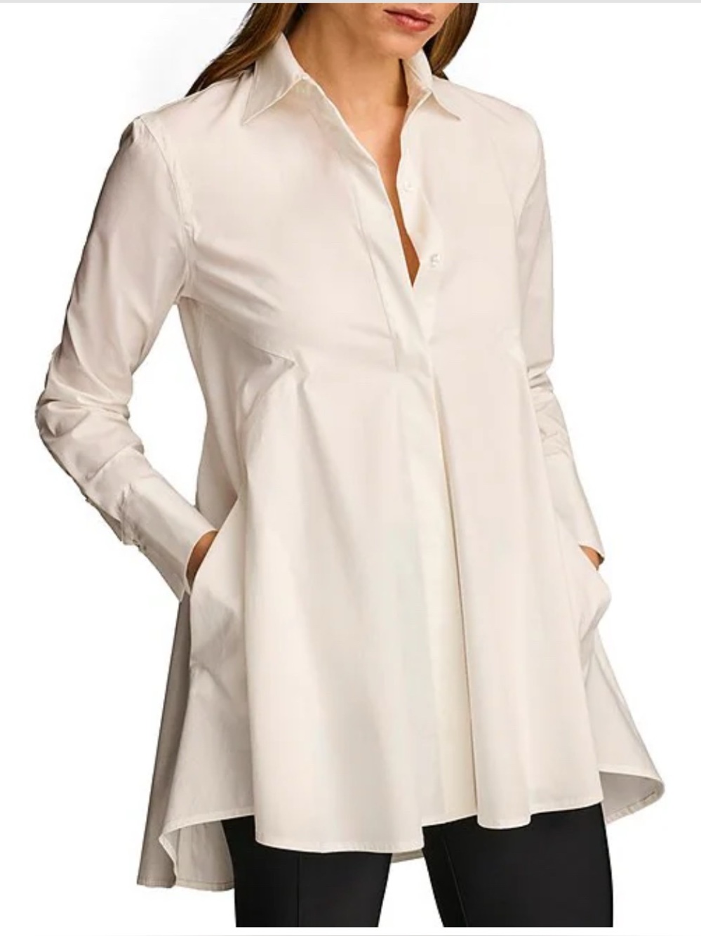 Donna Karan New York White Button Down Shirt Dress | XL